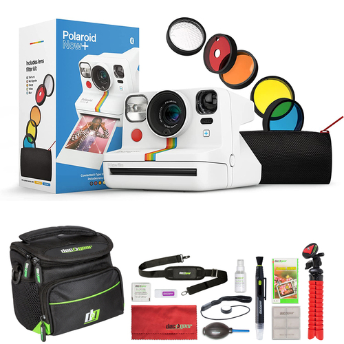 Polaroid Originals NOW+ Instant Camera, White w/ Lens Filter Set + Deco Camera Bag