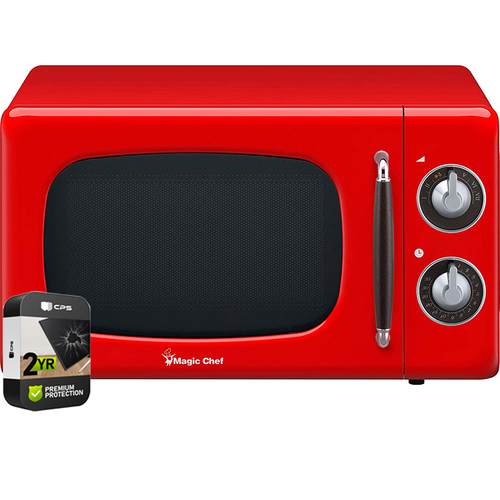 Magic Chef 0.7 Cu Ft 700 Watt Retro Countertop Microwave Red + 2 Year Warranty