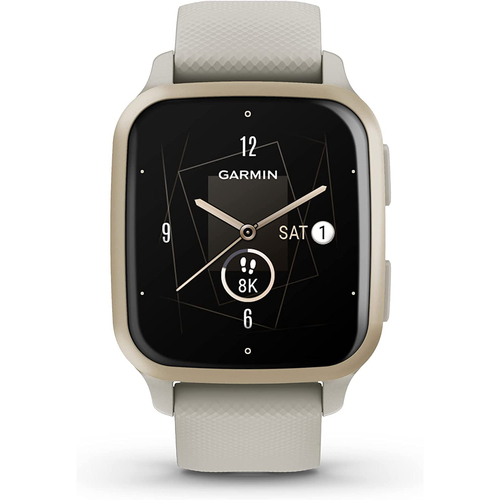 Garmin Venu Sq 2 - Music Edition GPS Smartwatch, Cream Gold Bezel with French Gray Case