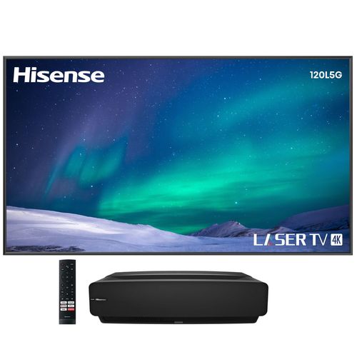 Hisense 120` 4K Ultra-Short-Throw LASER TV & 120'' ALR Cinema Screen - (Renewed)