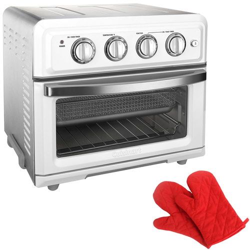 Cuisinart TOA-60W Convection Toaster Oven Air Fryer, White w/ Pair of Oven Mitts
