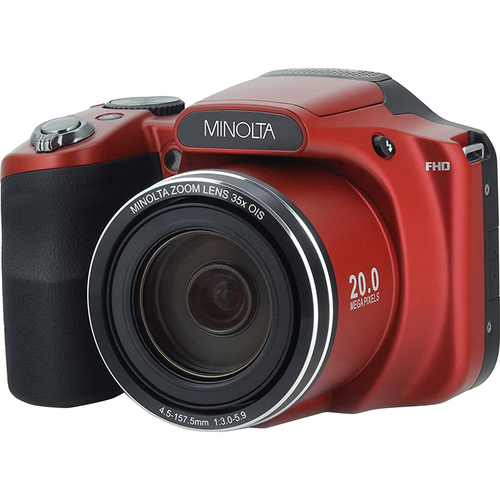 Minolta MN35Z-R 20MP 35X Optical Zoom Wi-Fi Bridge Camera - Red - Open Box