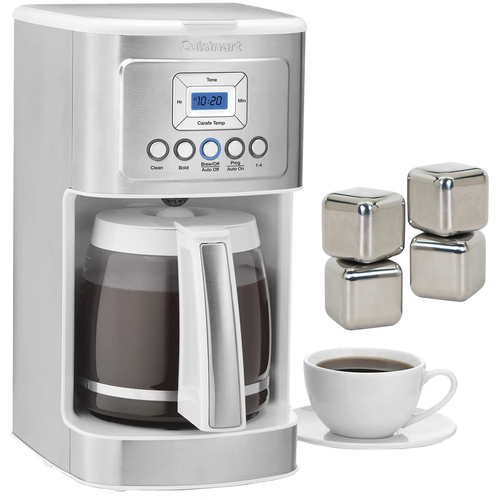 Cuisinart 14 Cup Programmable Perfectemp Coffeemaker, White + Ice Cubes 4 Pack