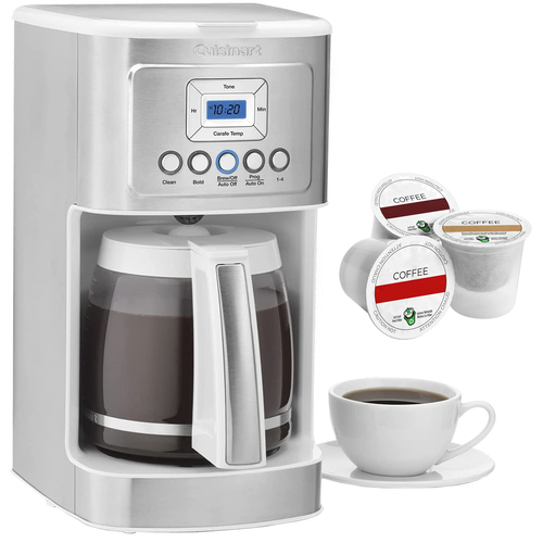 Cuisinart 14 Cup Programmable Perfectemp Coffeemaker, White + K-Cup Pack