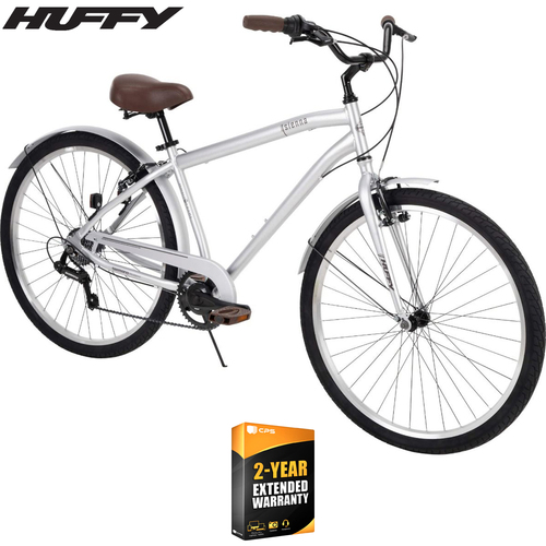 Huffy 26760 Sienna Men's 27.5` 7-Speed Comfort Bike, Silver + 2 Year Extended Warranty