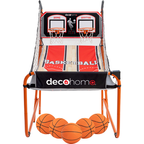 Deco Gear Arcade Basketball Game, Indoor 1-4 Player, LED Scoreboard, 5 Balls - Open Box