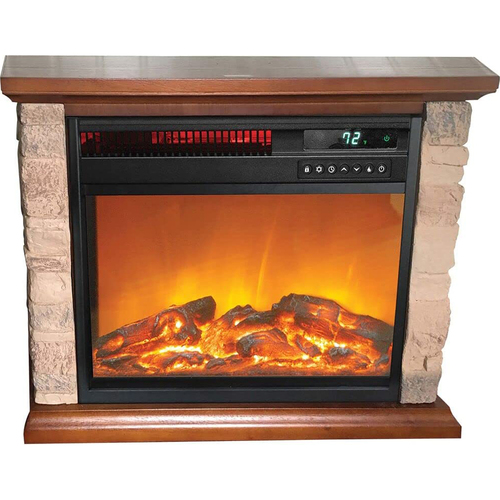 Lifesmart 3-Element Infrared Quartz Fireplace Heater in Faux Stone - FP1215 - Open Box