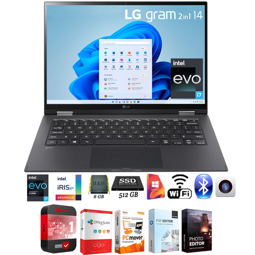 LG gram 14T90Q 14` Lightweight 2-in-1 Laptop Intel i7 8/512GB SSD + Protection pack