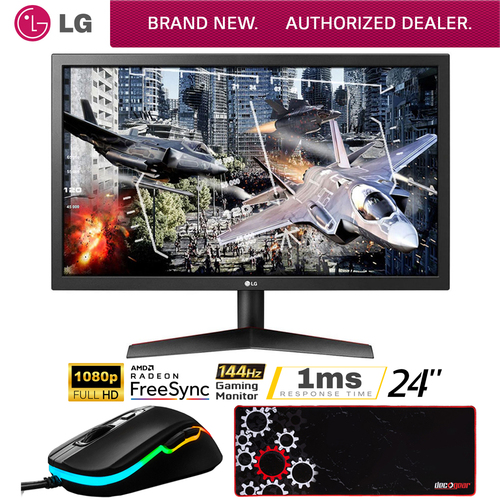 LG 24'' UltraGear FHD 144Hz 1ms Gaming Monitor w/ FreeSync + Gaming Mouse Bundle