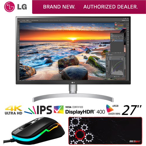 LG 27UL850-W 27` 4K UHD IPS LED Monitor w/ VESA DisplayHDR 400 +Gaming Mouse Bundle