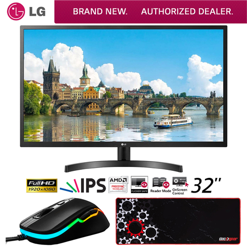 LG 32MN500M-B 31.5` Full HD IPS Monitor w/ AMD FreeSync + Gaming Mouse Bundle