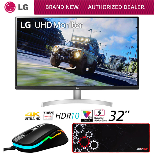 LG 32UN500-W 32` UHD Ultrafine Monitor w/ HDR10, AMD FreeSync + Gaming Mouse Bundle