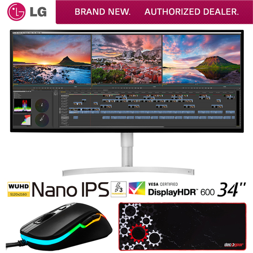 LG 34` 21:9 UltraWide 5K2K Nano IPS LED Monitor w/ HDR 600 + Gaming Mouse Bundle