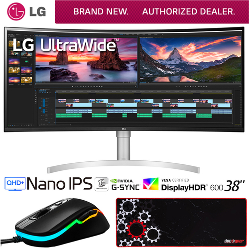 LG 38` UltraWide QHD+ IPS Curved Monitor, NVIDIA G-SYNC + Gaming Mouse Bundle