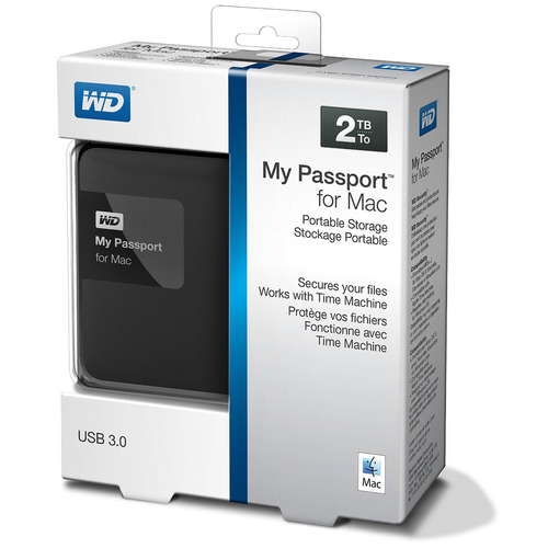 Western Digital My Passport for MAC 2 TB Hard Drive, Black/Silver