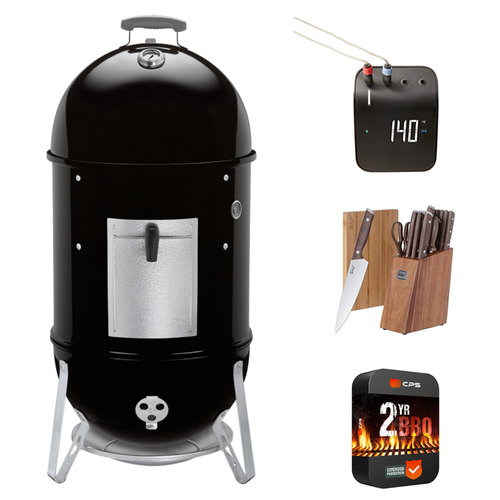 Weber 721001 Smokey Mountain Cooker Smoker 18` w/ Warranty + Accessories Kit