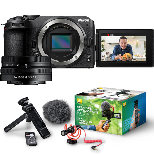 Nikon Z 30 Mirrorless Camera w/ NIKKOR Z DX 16-50mm f/3.5-6.3 VR Lens + Accessory Kit 