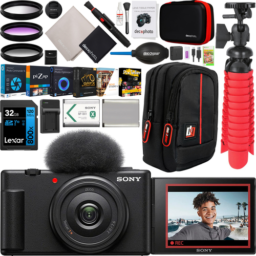 Sony ZV-1F Vlog Camera with 4K Video for Content Creators and Vloggers Black Bundle