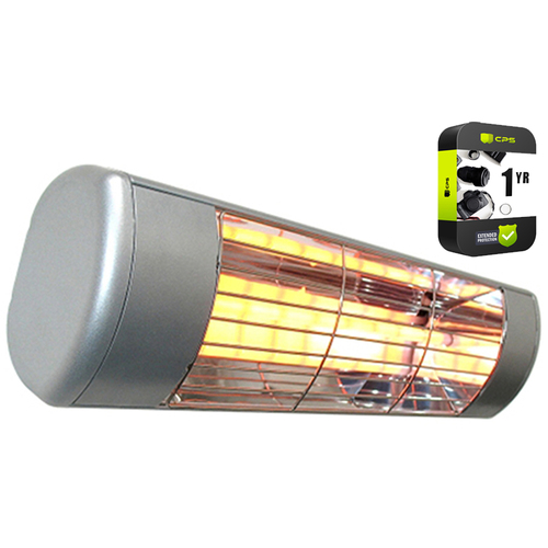 SUNHEAT 1500W Commercial Outdoor Wall Mount Heater Silver with 1 Year Warranty
