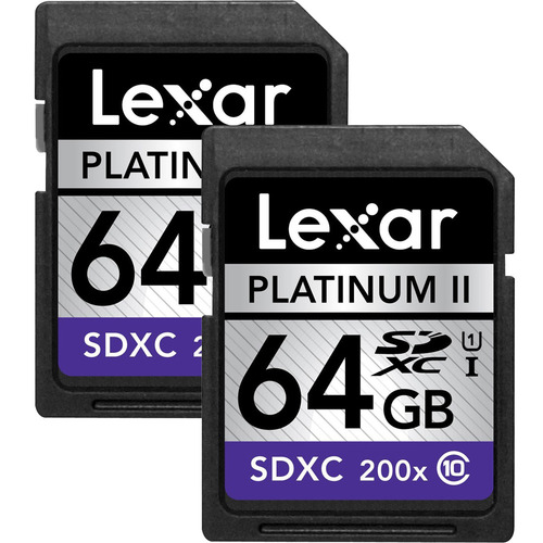 Lexar 2-Pack - 64GB Platinum II Class 10 (200x) SDXC UHS-I Memory Card - 128GB Total