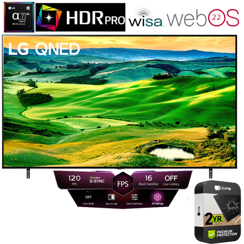 LG 75QNED80UQA 75` QNED Mini-LED Smart TV (2022) (Renewed) + 2 Year Protection Pack