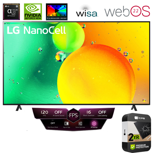 LG 43` HDR 4K UHD Smart NanoCell LED TV (2022) (Renewed) + 2 Year Protection Pack