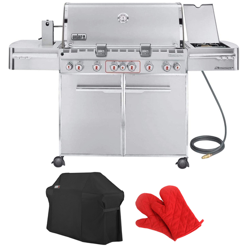 Weber Summit S-670 S.Steel 60,000-BTU Natural-Gas Grill w/ Cover + Pair of Oven Mitt