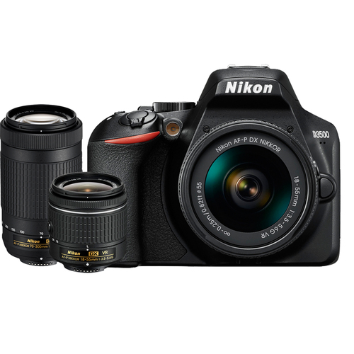 Nikon D3500 24.2MP DSLR Camera w/ 18-55mm VR Lens & 70-300mm Dual Lens Kit - Open Box