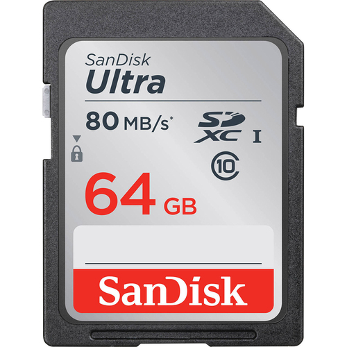 Sandisk Ultra SDXC 64GB UHS Class 10 Memory Card, Up to 80MB/s Read Speed - Open Box