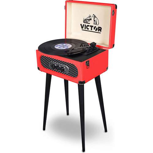 Victor Andover 5-in-1 Music Center with Chair Height Legs, Red (VWRP-3200-RD)