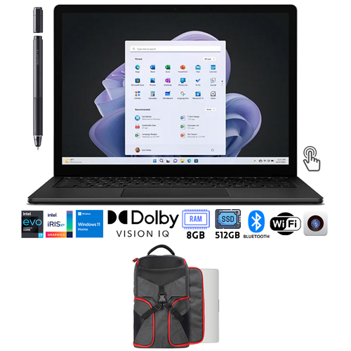 Microsoft Surface Laptop 5 15` Intel i7, 8GB/512GB Touch, Black + Accessories Bundle