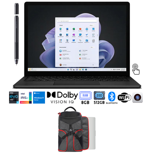 Microsoft Surface Laptop 5 13.5` Intel i5, 8GB/512GB Touch, Black + Accessories Bundle