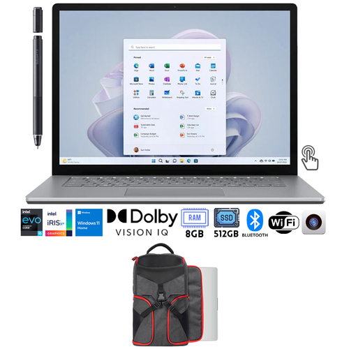 Microsoft Surface Laptop 5 13.5` Intel i5, 8GB/512GB Touch, Platinum + Accessories Bundle