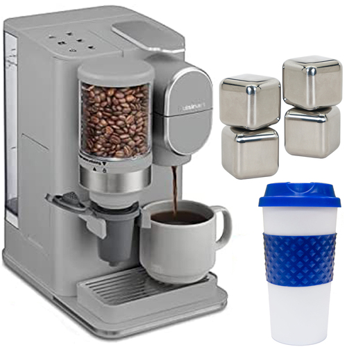 Cuisinart Conical Burr Grind and Brew Single-Serve Coffeemaker Gray+Cubes Bundle