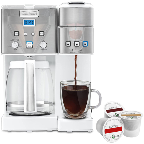 Cuisinart Coffee Center 12-Cup Coffeemaker & Single-Serve Brewer, White + 3 K-Cups
