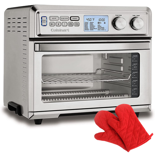 Cuisinart Large Digital AirFry Toaster Oven + Heat Resistant Oven Mitt Red Pair