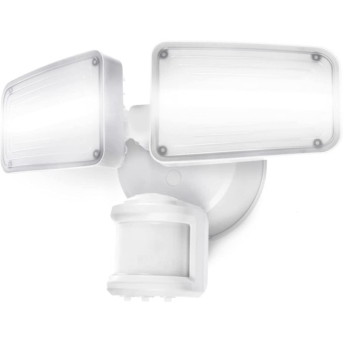 Home Zone Security Twin Head Halo Dual Brightness Wired Security Light with Motion Sensor