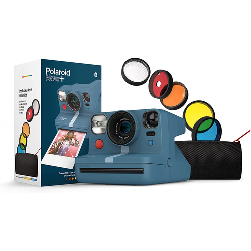 Polaroid Originals NOW+ Instant Camera, Blue Gray with Lens Filter Set (PRD9063)