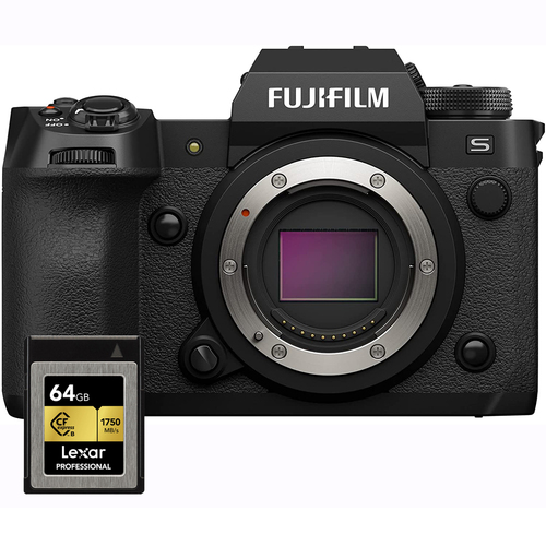 Fujifilm X-H2S Mirrorless Camera Body Only Black with Lexar 64GB Memory Card