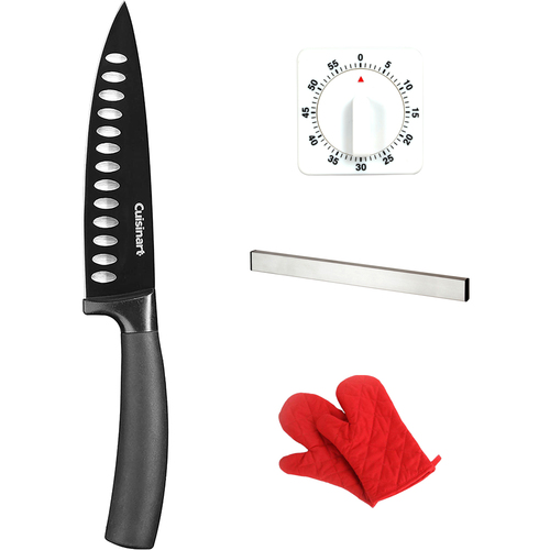 Cuisinart Classic Nonstick Edge 6` Chef's Knife, Black w/ Kitchen Accessories Bundle