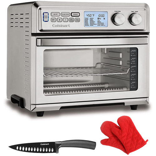 Cuisinart Large Digital AirFry Toaster Oven with Chef's Knife and Oven Mitt Pair