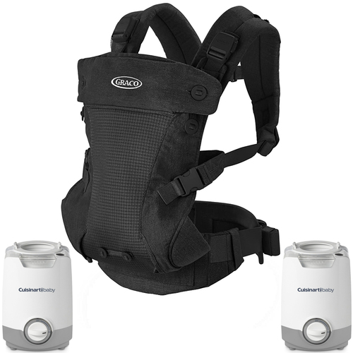 Graco Cradle Me 4-in-1 Baby Carrier Black Onyx with 2x Baby Bottle Warmer