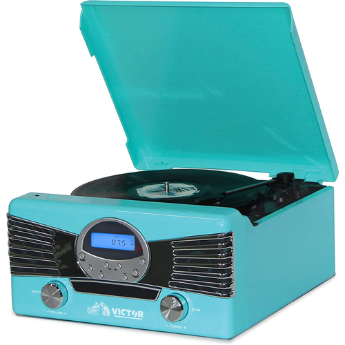 Victor Diner 7-in-1 Turntable Music Center, Teal