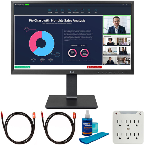 LG 24` Full HD 1920 x 1080 PC Monitor with IPS Display + Cleaning Bundle