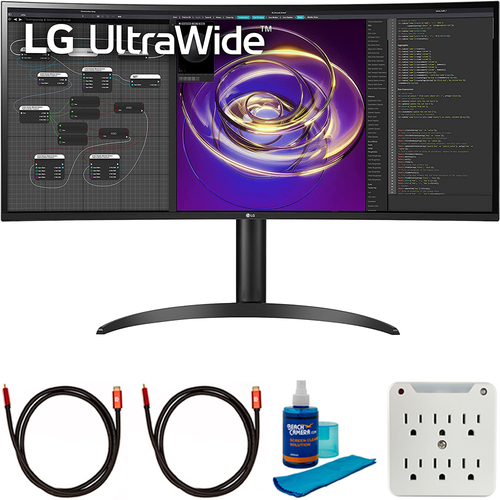 LG 34` Curved 21:9 UltraWide QHD IPS Display PC Monitor with Cleaning Bundle