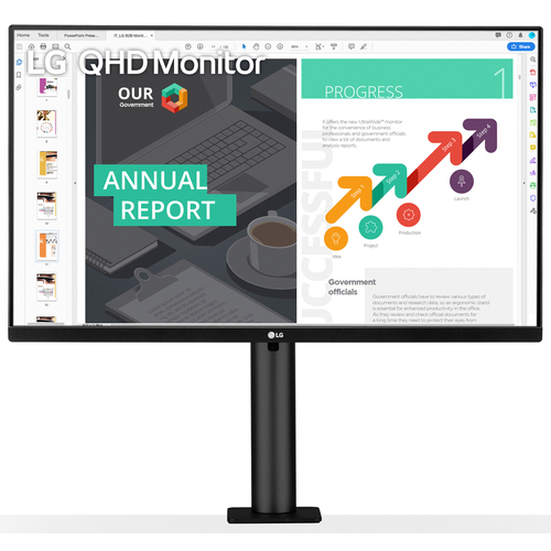LG 27QN880-B 27` QHD 2560x1440 IPS Monitor with Ergo Stand, HDR10, USB-C - Open Box