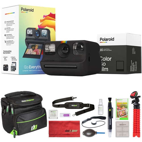 Polaroid Originals GO Mini Instant Camera (Black) & Everything Box w/ Color Film + Deco Camera Bag