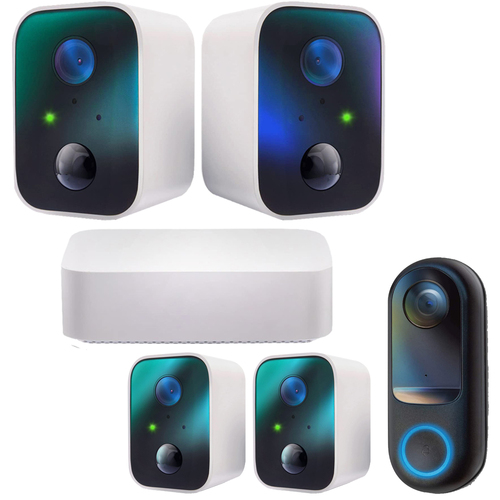 Home Zone Security Wirless Battery Camera 2-Pack +Doorbell Camera +2x Wireless Add-On Battery