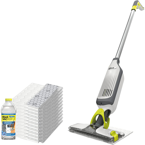 VM252  Vacuum Mop Bundle w/ 12 Disposable Pads, 12 oz. Cleaning Solution, White