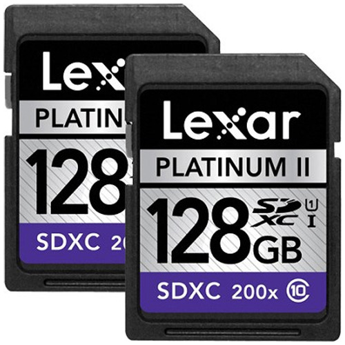Lexar 2-Pack - 128GB Platinum II Class 10 (200x) SDXC UHS-I Memory Card - 256GB Total